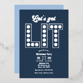 Invitación Con Relieve Metalizado Crepúsculo Ártico Encendamos la Fiesta Retro de Na