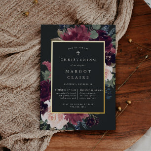 Invitación Con Relieve Metalizado Cristalización de ciruelas o bautismo