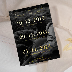 Invitación Con Relieve Metalizado Cronología de Fotos de Historia de Amor Guardar la
