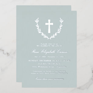 Invitación Con Relieve Metalizado Cruz de Corona de Plata para Celebración de la Vid