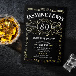 Invitación Con Relieve Metalizado Cualquier Edad Vintage Whiskey Tema Sorpresa Cumpl<br><div class="desc">Inspirada en la clásica etiqueta de whisky, esta divertida vendimia negra y dorada, de edad muy avanzada, para el cumpleaños de adultos, es ideal para los días 30, 40, 50, 60, 70, 80, 90 o cualquier otra fiesta de cumpleaños, fiesta sorpresa o cualquier otra ocasión. Personalizado con su propio texto...</div>