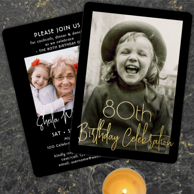 Invitación Con Relieve Metalizado CUALQUIER fiesta de cumpleaños 2 Moda de fotos neg (Subido por el creador)