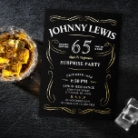 Invitación Con Relieve Metalizado Cualquier sorpresa de cumpleaños con temática de w<br><div class="desc">Inspirada en la clásica etiqueta de whisky, esta divertida vendimia negra y dorada, de edad muy avanzada, para el cumpleaños de adultos, es ideal para los días 30, 40, 50, 60, 70, 80, 90 o cualquier otra fiesta de cumpleaños, fiesta sorpresa o cualquier otra ocasión. Personalizado con su propio texto...</div>