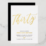 Invitación Con Relieve Metalizado Cuarenta | Oro moderno y negro 30 Fiesta de cumple<br><div class="desc">Celebra tu día especial con esta elegante invitación al Relieve metalizado de 30 años fiesta. Este diseño presenta un Relieve metalizado de oro de moda "Treinta" con un diseño limpio. Hay más diseños y suministros de fiesta disponibles en mi tienda BaraBomDesign.</div>