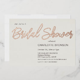 Invitación Con Relieve Metalizado Cuartz guión Minimalista ducha de novia Rosa de or