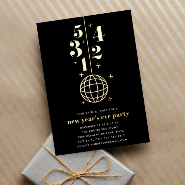Invitación Con Relieve Metalizado Cuenta atrás | Fiesta de Año Nuevo (Subido por el creador)