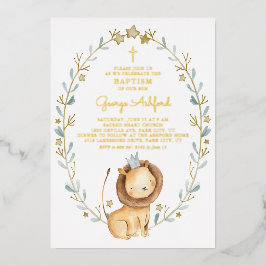 Invitación Con Relieve Metalizado Cuidada acuarela Príncipe Bebé Bautismo