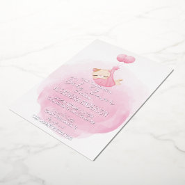 Invitación Con Relieve Metalizado Cuidada color rosa de gatito para la niña Ducha