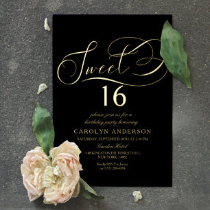 Invitación Con Relieve Metalizado Cumpleaños 16 Elegante Escritura Real
