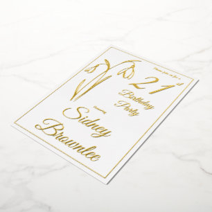 Invitación Con Relieve Metalizado Cumpleaños 21 Snowdrop Floral Negro Y Blanco