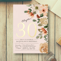 Cumpleaños 30 Vintage Floral Melocotón Capítulo 30