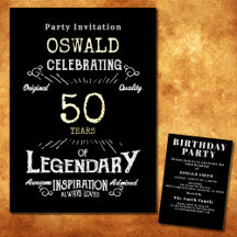 Cumpleaños 50 Legendario Dorado Negro Retro