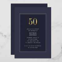 Cumpleaños 50 Minimalista Elegante Marco de Oro Os