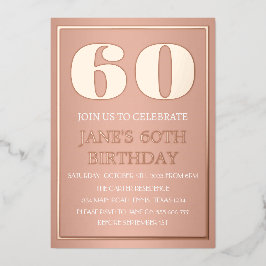 Invitación Con Relieve Metalizado Cumpleaños 60 Moderno Código QR con Holograma de O