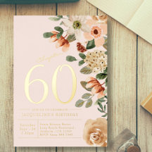Cumpleaños 60 Vintage Floral Melocotón