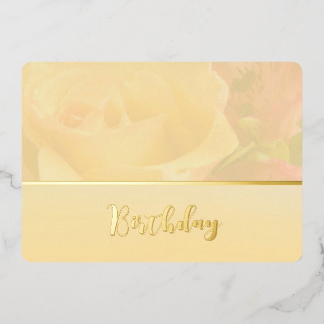 Invitación Con Relieve Metalizado Cumpleaños amarillo pálido (Anverso)