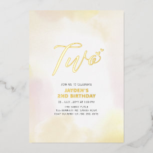 Invitación Con Relieve Metalizado Cumpleaños con corazón dorado y amarillo dos 2