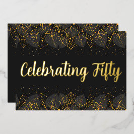 Invitación Con Relieve Metalizado Cumpleaños con Hoja de Oro de Lujo