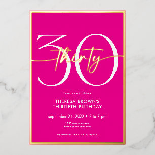 Invitación Con Relieve Metalizado Cumpleaños con letra script moderna minimalista ro