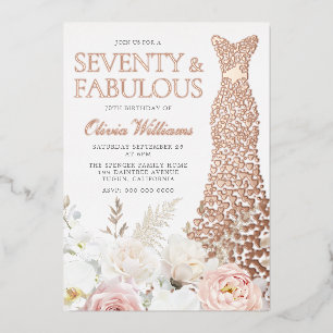Invitación Con Relieve Metalizado Cumpleaños de 70 años: setenta y fabuloso Rosa Dor
