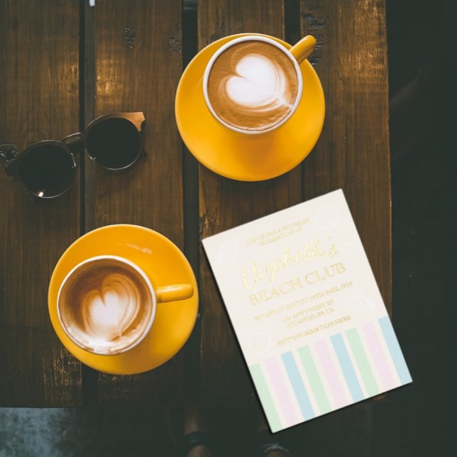 Invitación Con Relieve Metalizado Cumpleaños de Beach Club (Subido por el creador)