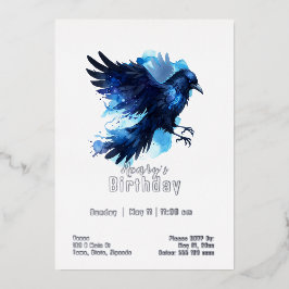 Invitación Con Relieve Metalizado Cumpleaños de Custome Crow