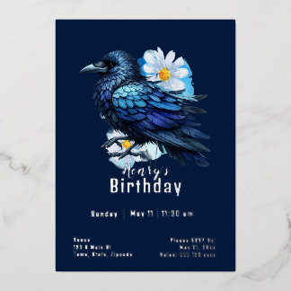 Invitación Con Relieve Metalizado Cumpleaños de Custome Crow