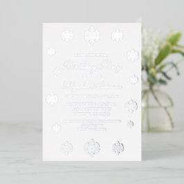 Invitación Con Relieve Metalizado Cumpleaños de invierno de Snowflake