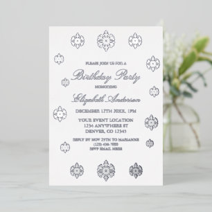 Invitación Con Relieve Metalizado Cumpleaños de invierno de Snowflake