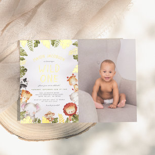 Invitación Con Relieve Metalizado Cumpleaños de Niño Salvaje Foto Fiesta de Cumpleañ