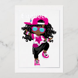 Invitación Con Relieve Metalizado Cumpleaños de niños de Hip Hop