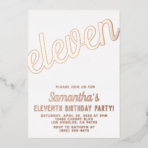 Invitación Con Relieve Metalizado Cumpleaños de oro rosa 11