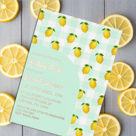 Invitación Con Relieve Metalizado Cumpleaños de Verano de Cítricos de Limón