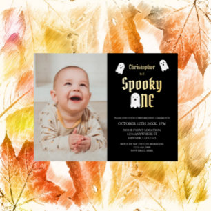 Invitación Con Relieve Metalizado Cumpleaños del Spooky One 1