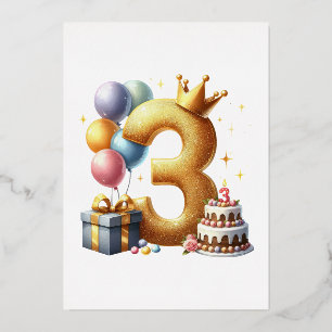 Invitación Con Relieve Metalizado Cumpleaños dorado 3