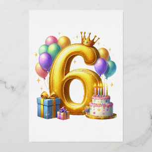 Invitación Con Relieve Metalizado Cumpleaños dorado 6