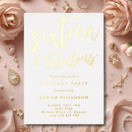 Invitación Con Relieve Metalizado Cumpleaños dorado fabuloso de dieciséis años 