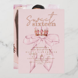 Invitación Con Relieve Metalizado Cumpleaños Dulces 16 Arcoiris Dorado Rosa