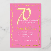 Cumpleaños Femenino Moderno Rosa y Foil 70