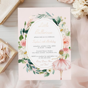 Invitación Con Relieve Metalizado Cumpleaños infantil Floral Mariposa Bailarina Pequ