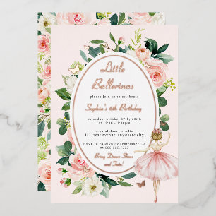 Invitación Con Relieve Metalizado Cumpleaños infantil mariposa rosa dorado floral