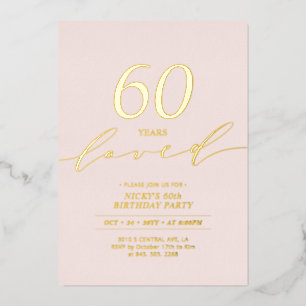 Invitación Con Relieve Metalizado Cumpleaños Minimalista Rosa y Dorado Milestone