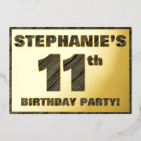 Cumpleaños número 11 — Texto con textura de madera