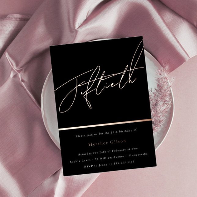 Invitación Con Relieve Metalizado Cumpleaños Quincuagésimo 50 de Fiesta de Script de (Subido por el creador)