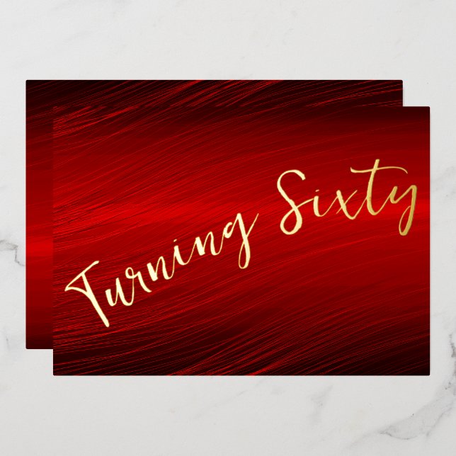 Invitación Con Relieve Metalizado Cumpleaños Rojo Posh (Anverso/Reverso)