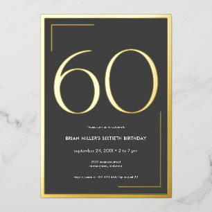 Invitación Con Relieve Metalizado Cumpleaños Sesenta Moderno Minimalista Elegante