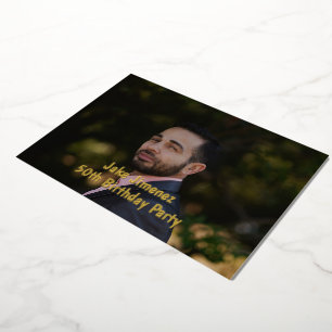 Invitación Con Relieve Metalizado Cumpleaños Sorpresa 50 Negro Oro