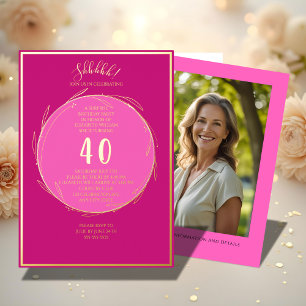 Invitación Con Relieve Metalizado Cumpleaños sorpresa personalizado minimalista 40º
