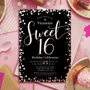 Invitación Con Relieve Metalizado Cumpleaños Sweet 16 Moderno Glamour Rosa Dorada Re
