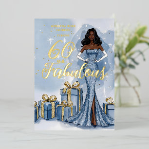 Invitación Con Relieve Metalizado Cumpleaños TMF26 con brillo azul de Hollywood Vint